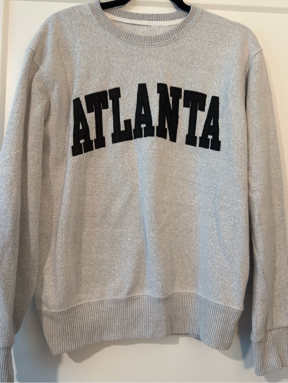 Crewneck Sweatshirt - Light Gray with Black Appliqué ATLANTA